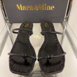 Mara & Mine Inez Sandal Heel Blk Leather 22-R1B2